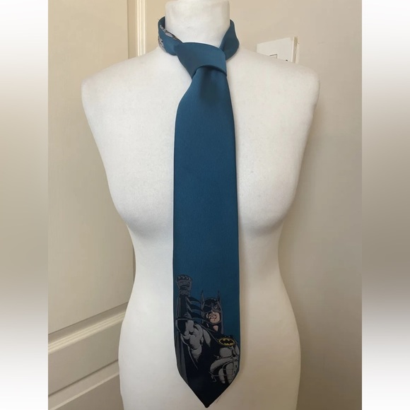 C&A Other - Rare Vintage Batman Design Mens Tie Teal Dark Knight 1992